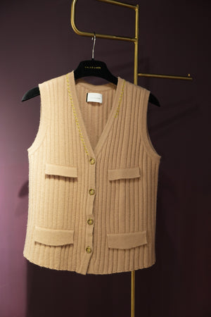 V領羅紋針織背心