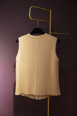 V領羅紋針織背心