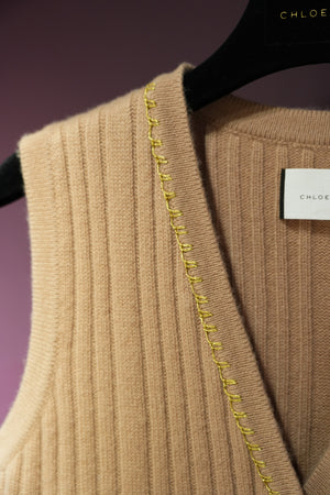 V領羅紋針織背心