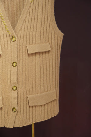 V領羅紋針織背心