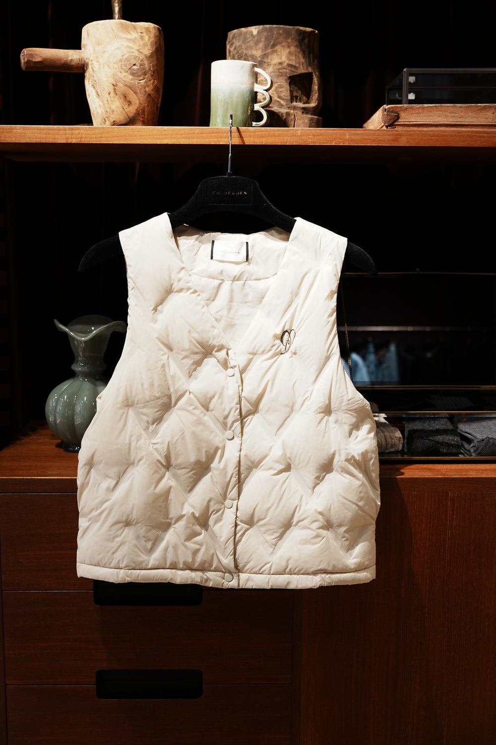 Heart Embroidered Puffer Vest