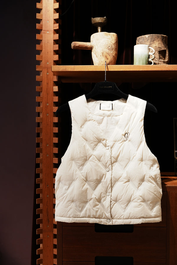 Heart Embroidered Puffer Vest