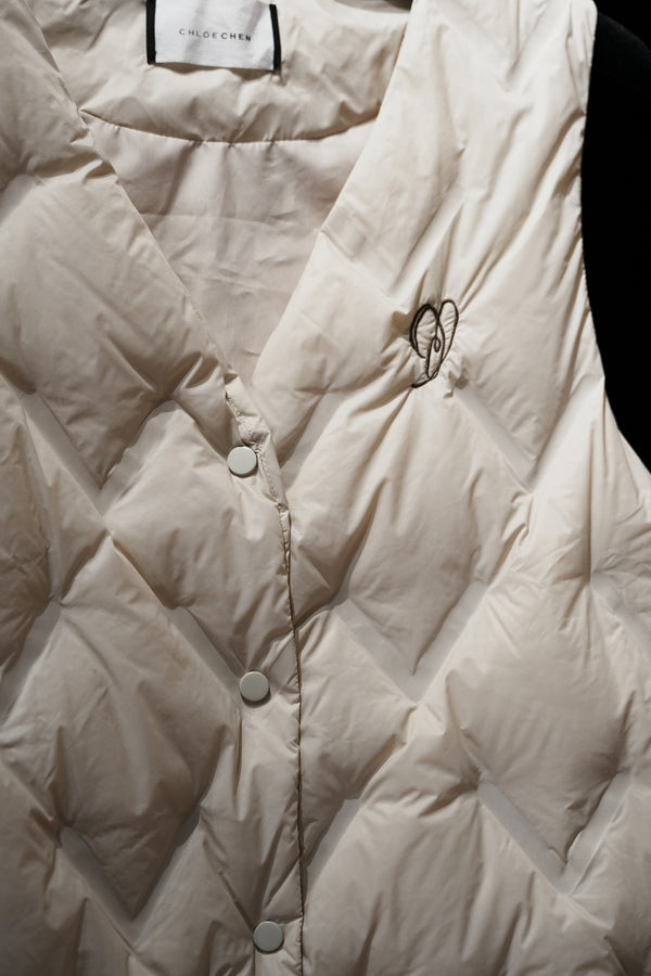 Heart Embroidered Puffer Vest