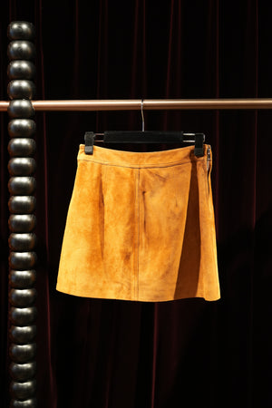 A-Line Short Suede Skirt