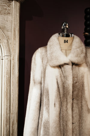 Stand Collar Long Mink Fur Coat