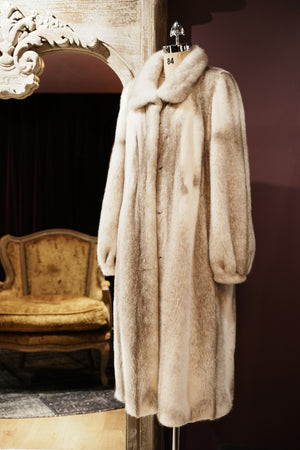 Stand Collar Long Mink Fur Coat
