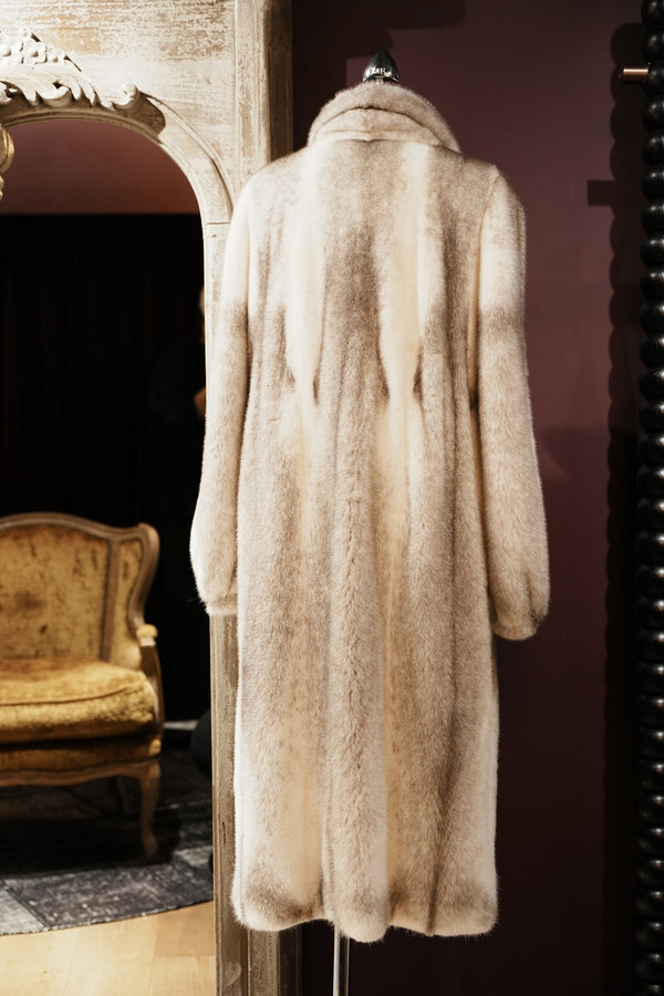 Stand Collar Long Mink Fur Coat