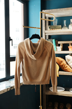 羊絨拉鍊連帽開襟衫