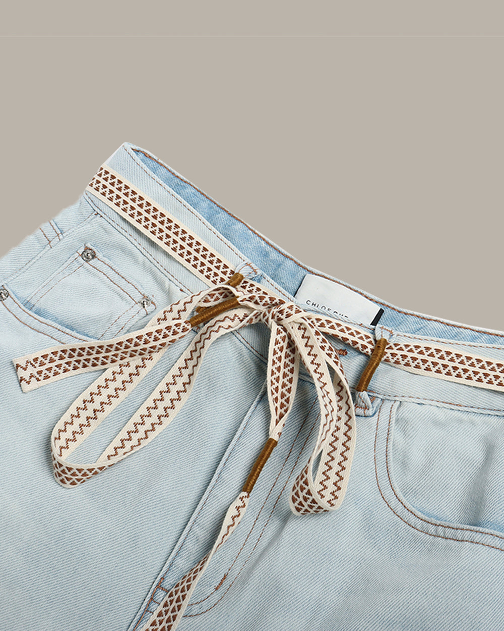 Woven Belt Jeans