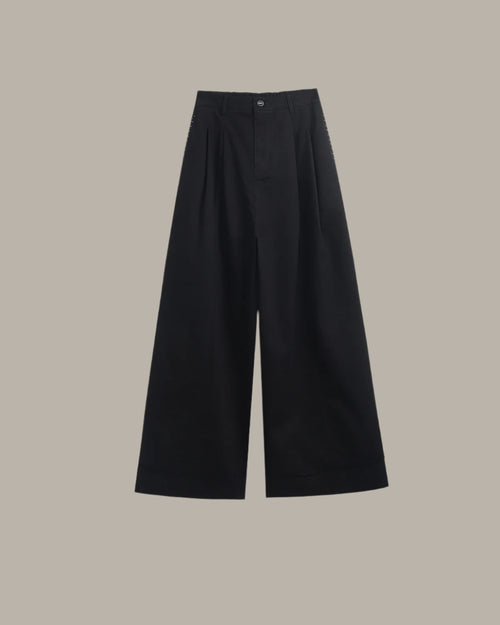 Cuffed Wide-Leg Trousers