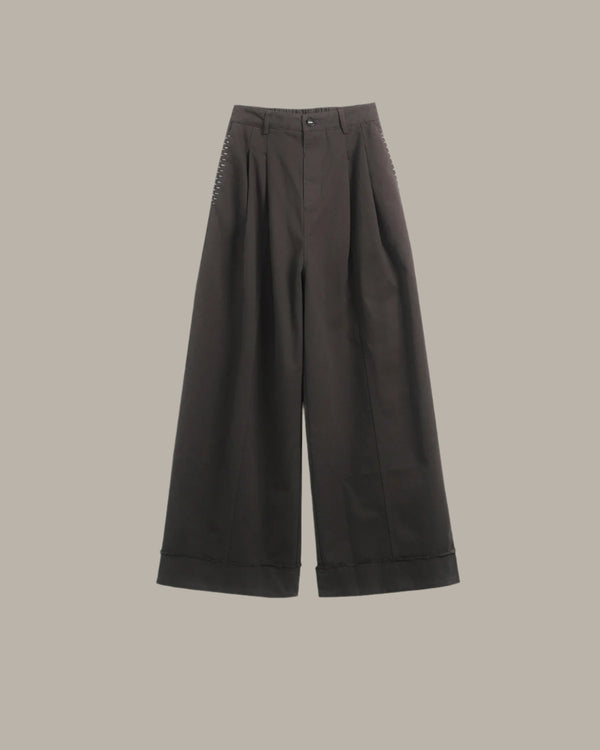 Cuffed Wide-Leg Trousers