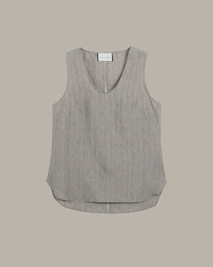 Gray sleeveless top on a beige background