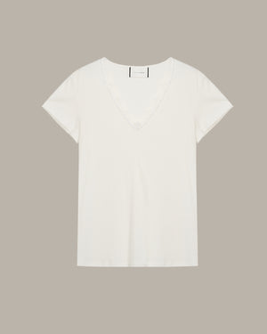 Lace Trim V-Neck T-shirt