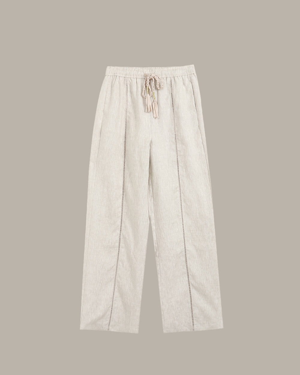 Braided-Drawstring Linen Pant