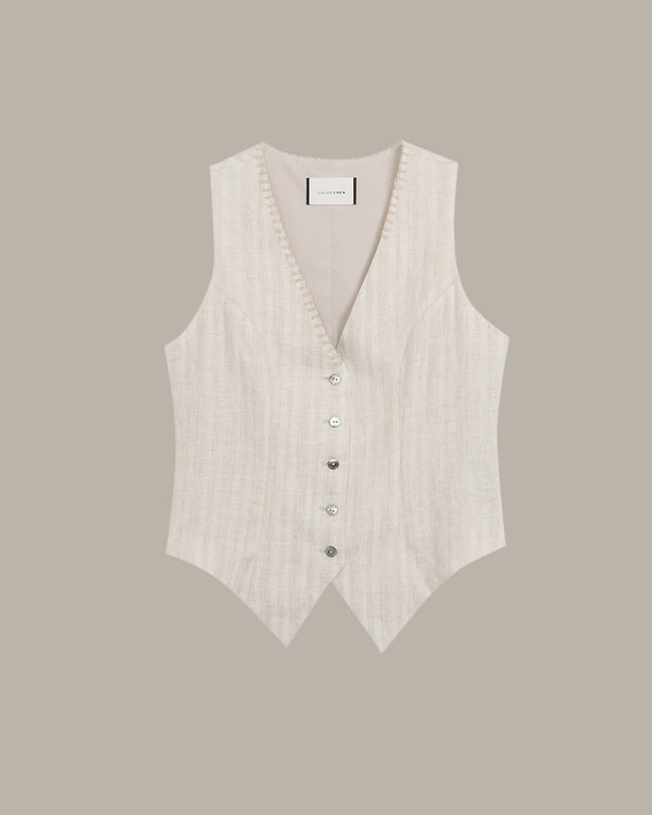Stitched Detail Linen Vest