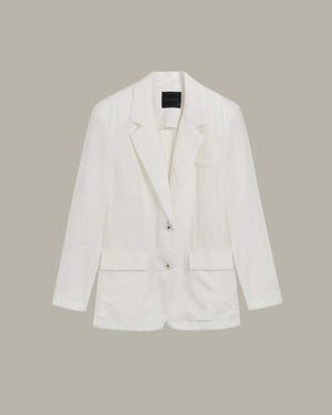 White blazer on a light gray background