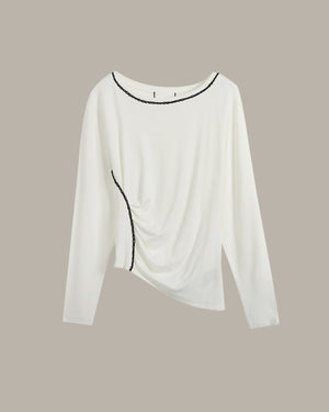 Asymmetrical Draped Chain Details Top