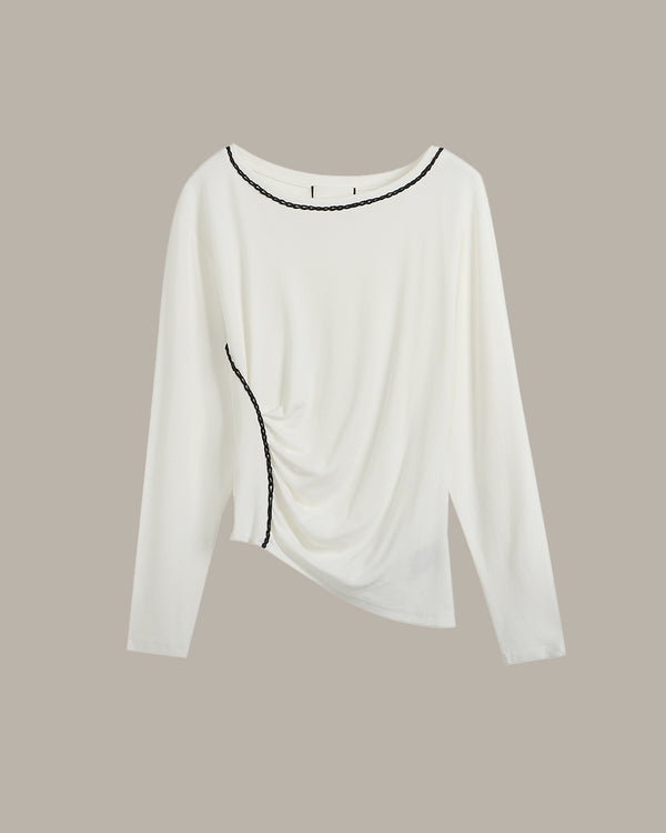 Asymmetrical Draped Chain Details Top