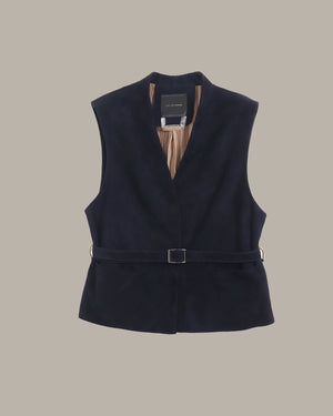 Suede Leather Vest with Belt