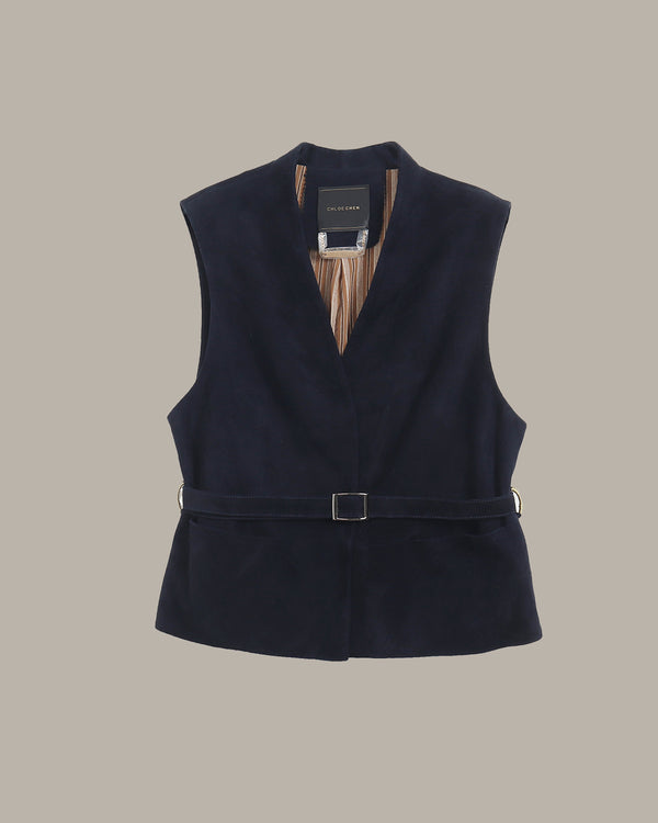 Suede Leather Vest with Belt