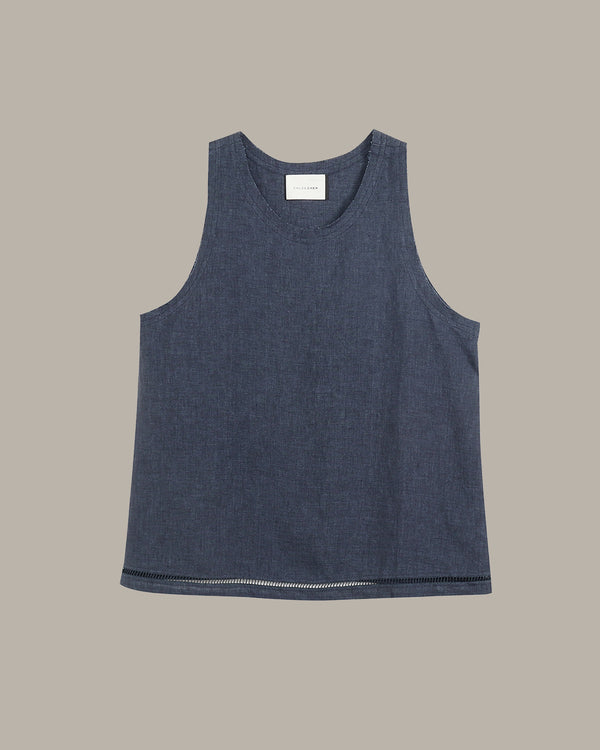 Blue tank top on a beige background