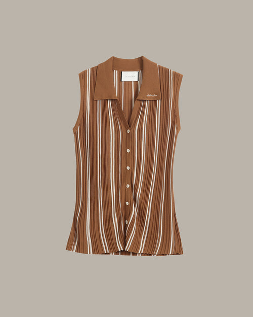 [E] Striped Sleeveless Knit Top