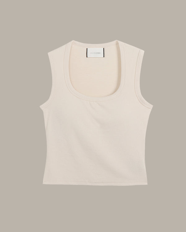 Heart Embroidery Ribbed Knit Tank Top