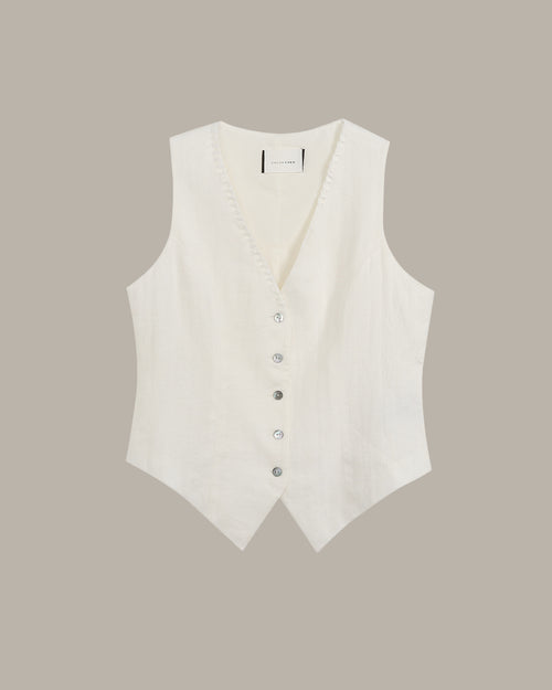 Stitched Detail Linen Vest