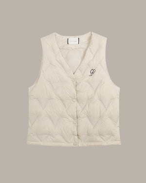 Heart Embroidered Puffer Vest