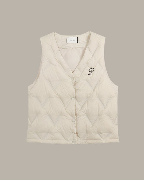 Heart Embroidered Puffer Vest