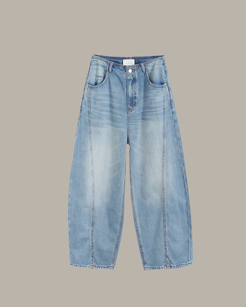 Embroidered Back Pockets Barrel Jeans