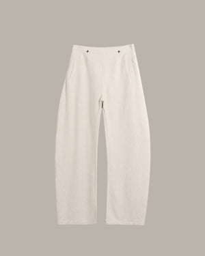 White pants on a light gray background