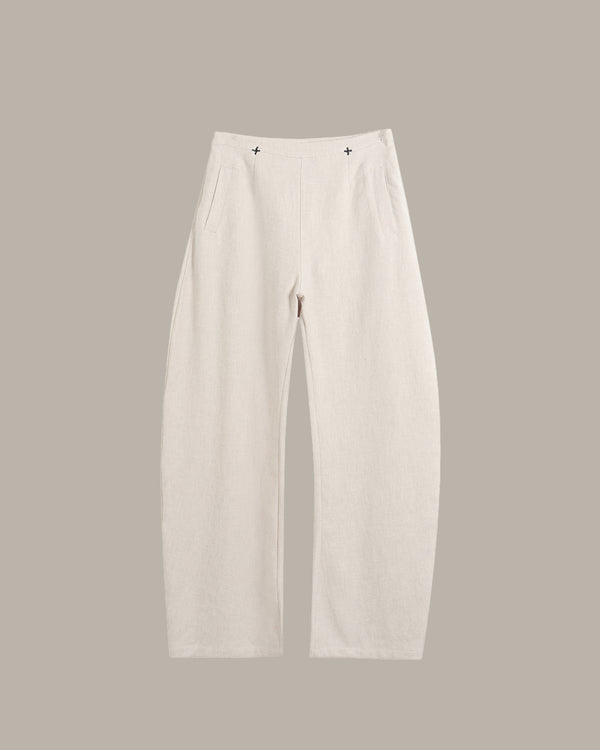 White pants on a light gray background