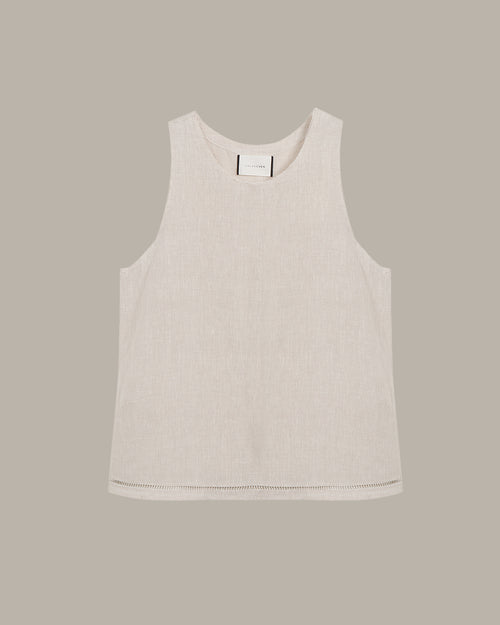 Beige tank top on a beige background