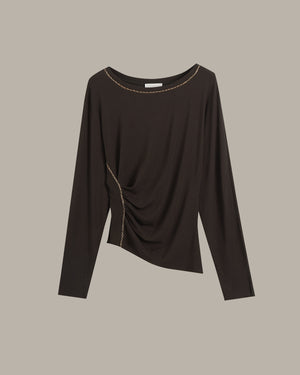 Asymmetrical Draped Chain Details Top