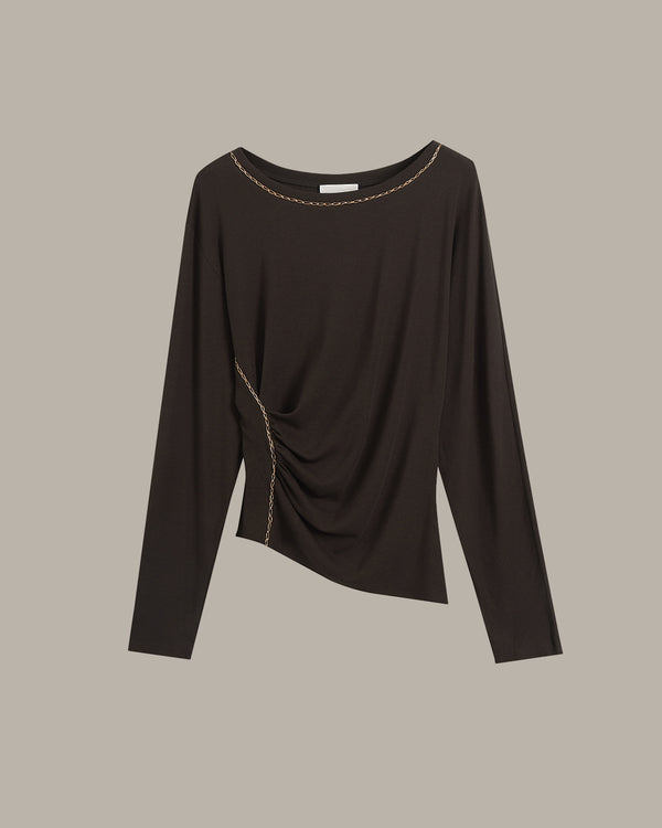 Asymmetrical Draped Chain Details Top