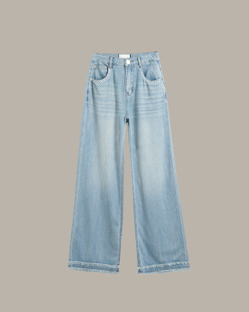 Fringe Hem Denim Jeans