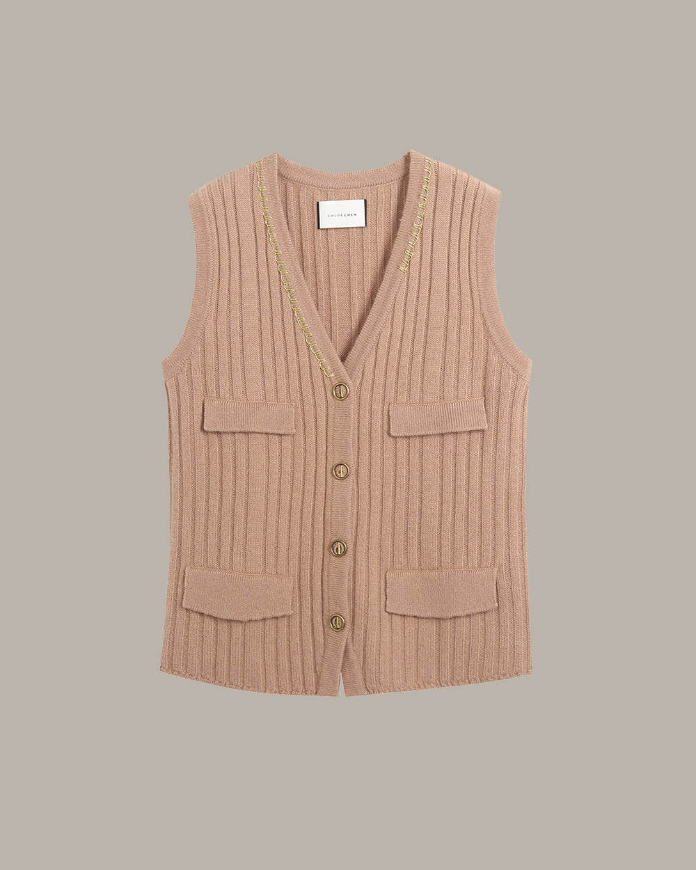 V-Neck Ribbed Knit Vest