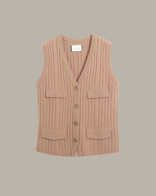 V-Neck Ribbed Knit Vest