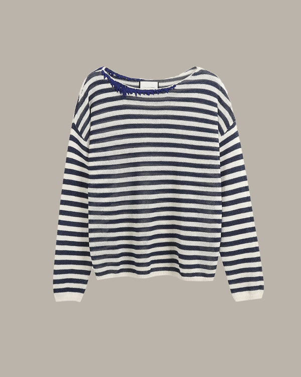 Striped Crew Neck Knit Top
