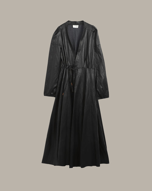 High Slit Leather Maxi Dress