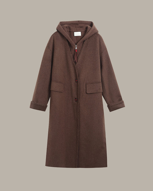 Two-Piece Zip-Up Hooded Overcoat