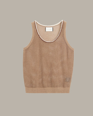 Contrast Trim Mesh Knit Tank Top