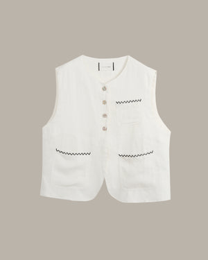 100% Linen Stitched Vest