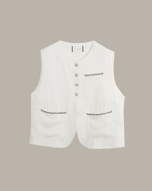 100% Linen Stitched Vest