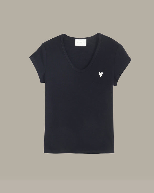 Heart Embroidery Wool T-Shirt