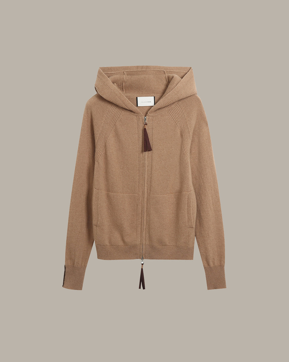 Cashmere Zip-Up Hoodie Cardigan