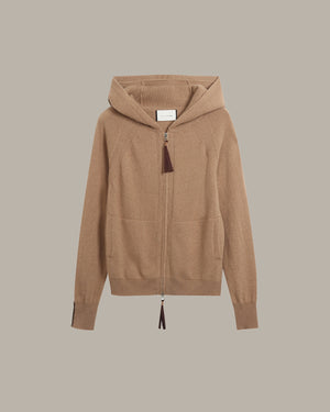Cashmere Zip-Up Hoodie Cardigan