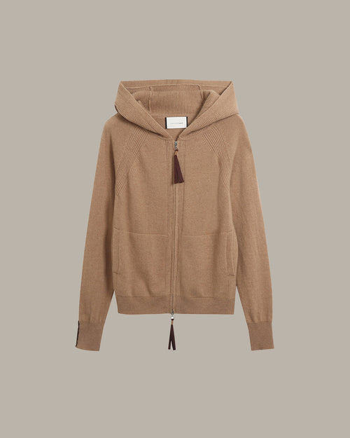 Cashmere Zip-Up Hoodie Cardigan
