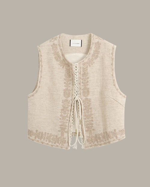 Embroidery Linen Vest